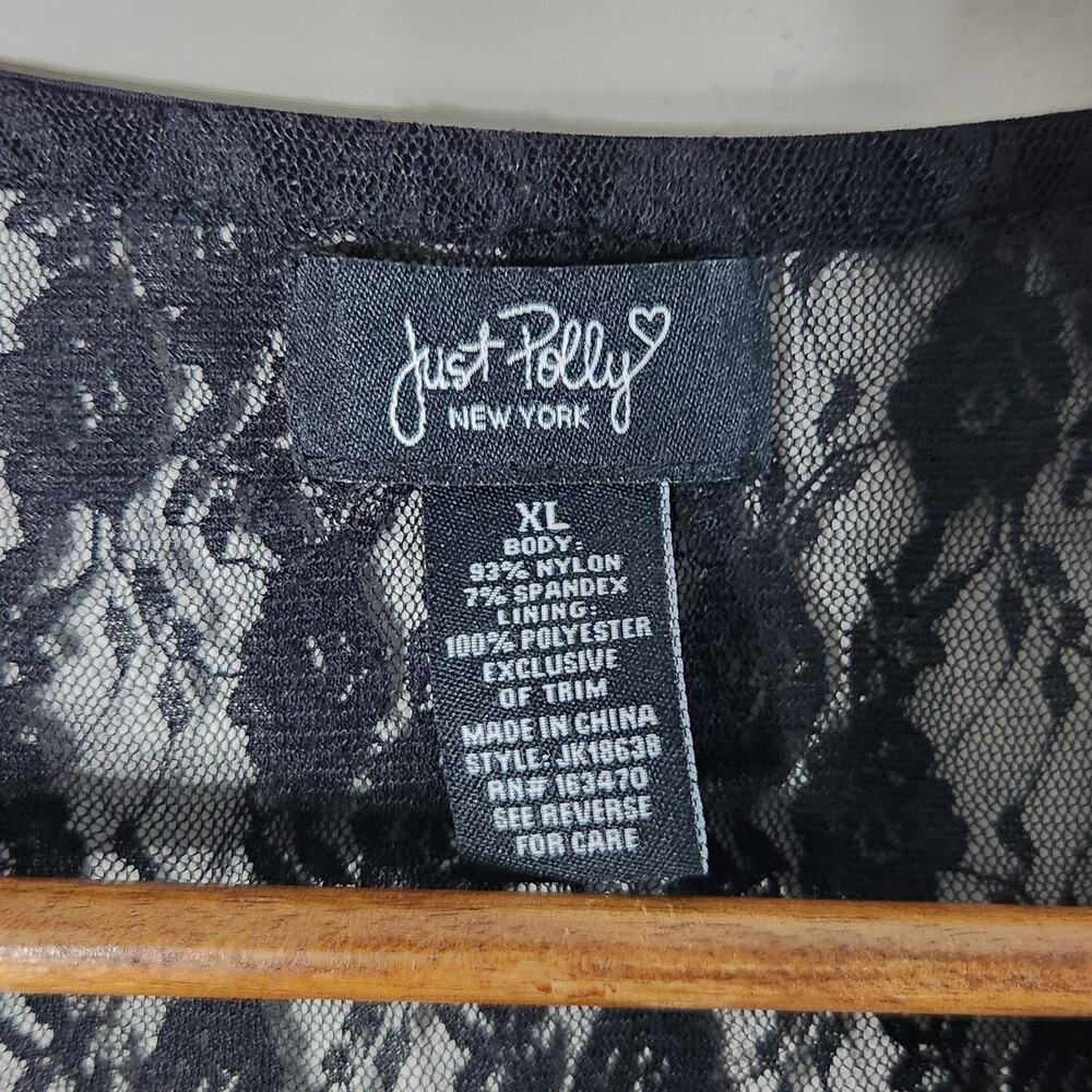 Just Polly Black Floral Lace Babydoll Crop Top Size XL Fairy Grunge Festival - Picture 3 of 9